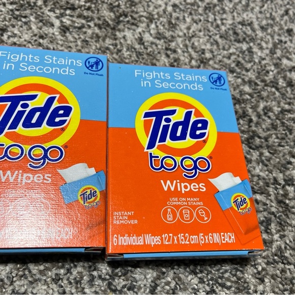 3x Tide To Go Wipes 6 Ct 5" x 6" Wipes Each Travel Size Instant Stain Remover - Picture 2 of 5